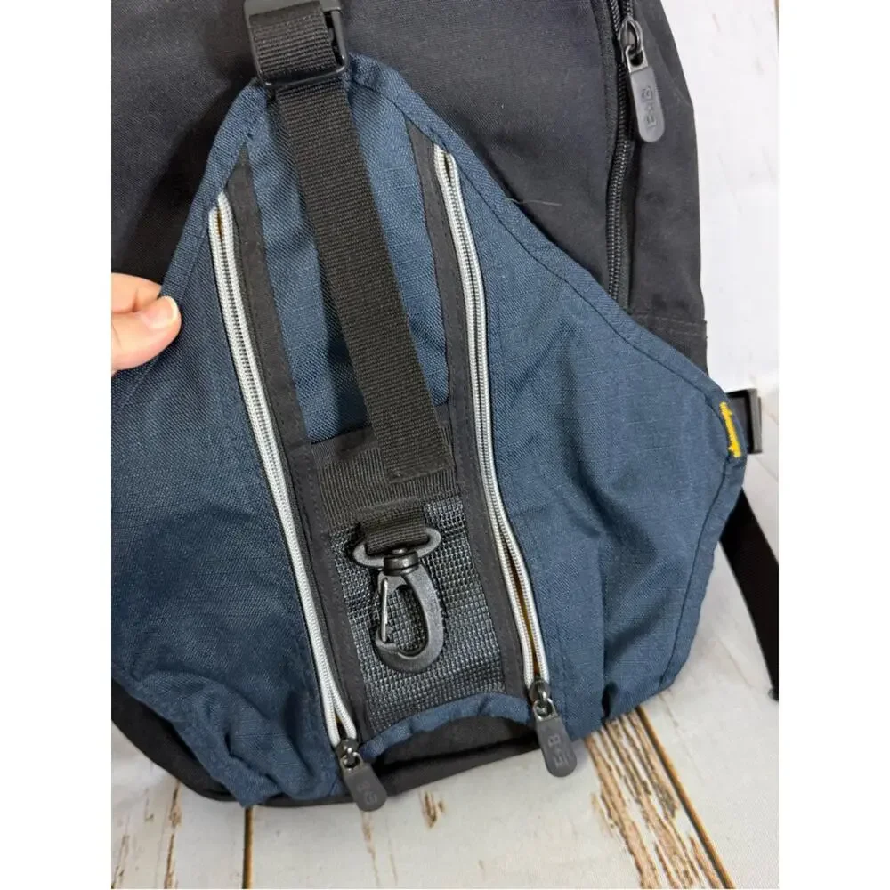Eddie Bauer Black and Navy Travel Backpack Padded Straps. Good used condition!